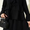 Tie-Front Layered Ruffled Skirt Set Black wholesale clothing set view 4 - Hicabistan Turkey factory