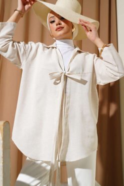 Wrap Linen Kimono Beige