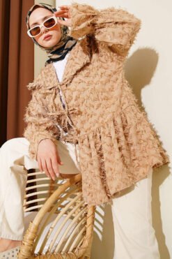 Tassel Tie-Front Kimono Beige