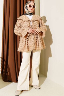 Vue alternative de Tassel Tie-Front Kimono Beige
