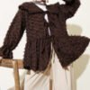 Tassel Tie-Front Kimono Brown