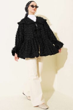 Vue alternative de Tassel Tie-Front Kimono Black