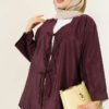 Tie-Front Oversized Parachute Kimono Plum