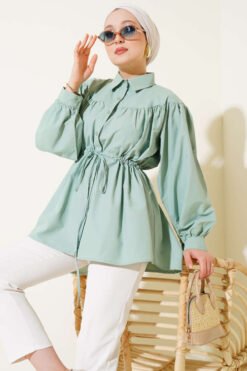 Gathered Front Belt Tunic Shirt