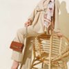 Cross Front Belted Two-Piece Set Beige