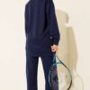 Basic Two-Piece Set with Front Cutout Navy Blue wholesale clothing set view 3 - Hicabistan Turkey factory