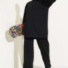 Basic Two-Piece Set with Front Cutout Black wholesale clothing set - Hicabistan Turkey factory