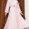 Ruffled Front Blouse and Skirt Set Pink