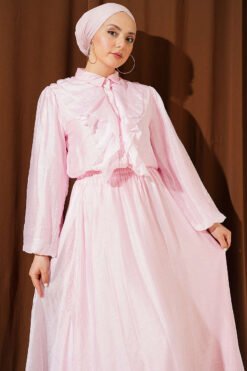 Vue alternative de Ruffled Front Blouse and Skirt Set Pink