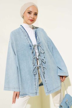 Tie-Front Denim Kimono
