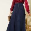 Knitted Belted Skirt Navy Blue al por mayor skirt - Hicabistan fábrica Turquía