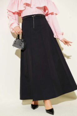 Knitted Belted Skirt Black