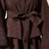 Oval Embossed Belted Skirt Set Brown al por mayor clothing set view 4 - Hicabistan fábrica Turquía