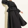 Oval Embossed Belted Skirt Set Black بالجملة clothing set - Hicabistan مصنع تركيا
