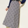 Plaid Skirt with Oval Belt Buckle Grey بالجملة skirt - Hicabistan مصنع تركيا