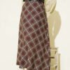 Plaid Skirt with Oval Belt Buckle Brown