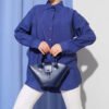Oversized Button-Up Shirt Navy Blue wholesale shirt - Hicabistan Turkey factory