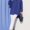 Oversized Button-Up Shirt Navy Blue wholesale shirt view 2 - Hicabistan Turkey factory