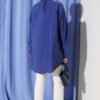 Oversized Button-Up Shirt Navy Blue wholesale shirt view 3 - Hicabistan Turkey factory