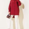 Oversized Button-Up Shirt Burgundy wholesale shirt view 2 - Hicabistan Turkey factory