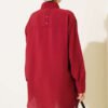 Oversized Button-Up Shirt Burgundy wholesale shirt view 3 - Hicabistan Turkey factory
