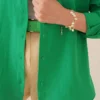 Oversize Shirt Green Großhandel shirt view 4 - Hicabistan Türkei Fabrik