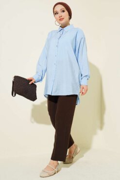 Alternative view of Oversized Button-Up Shirt Blue