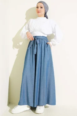 Alternative view of Oversize Trousers with Ties Indigo
