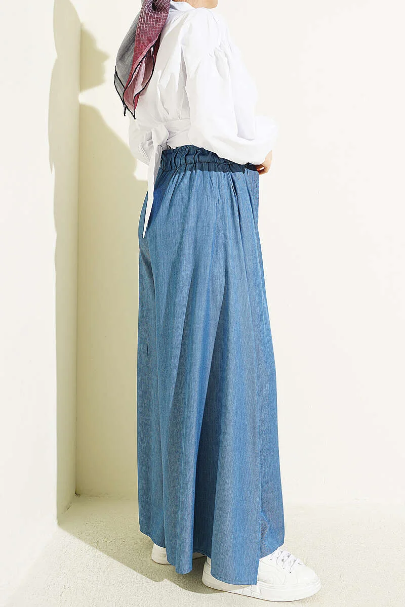 Oversize Trousers with Ties Indigo - Image 3