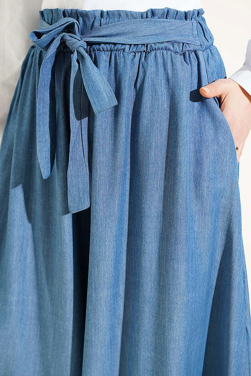 Oversize Trousers with Ties Indigo - Image 4