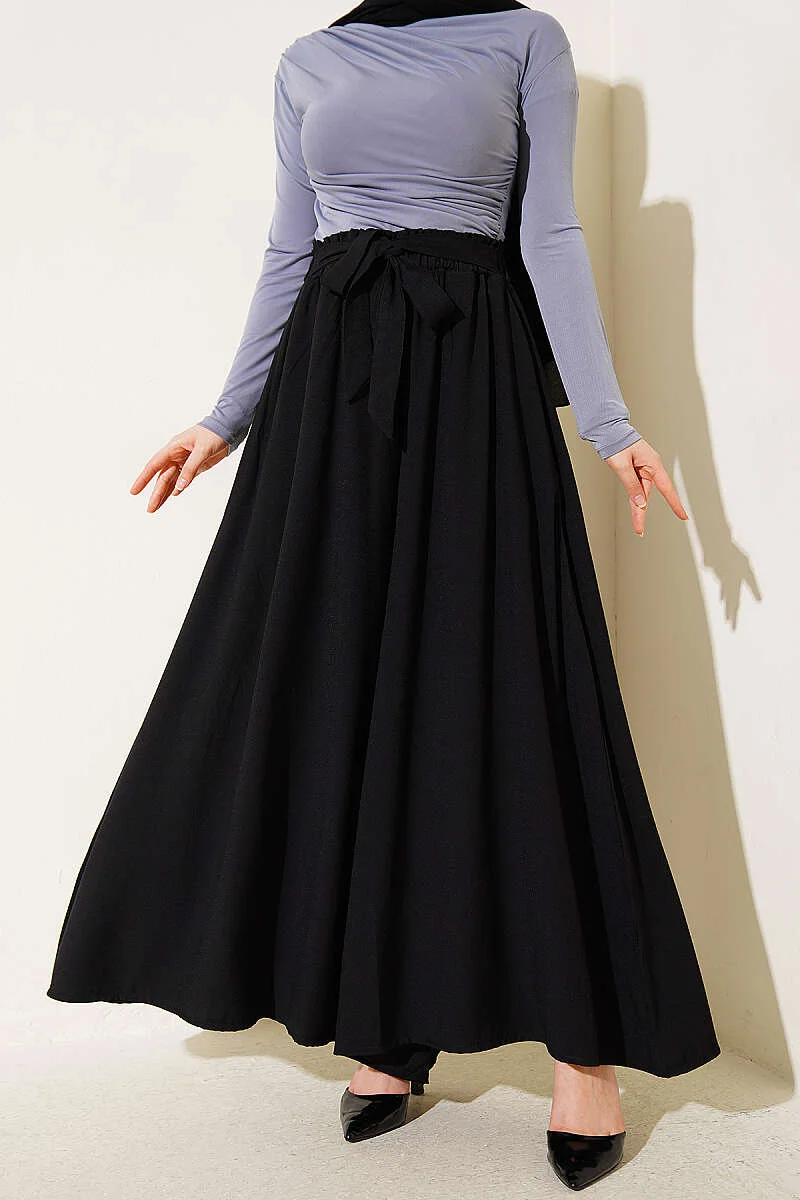 Oversize Trousers with Ties Black en gros pants - Hicabistan usine Turquie