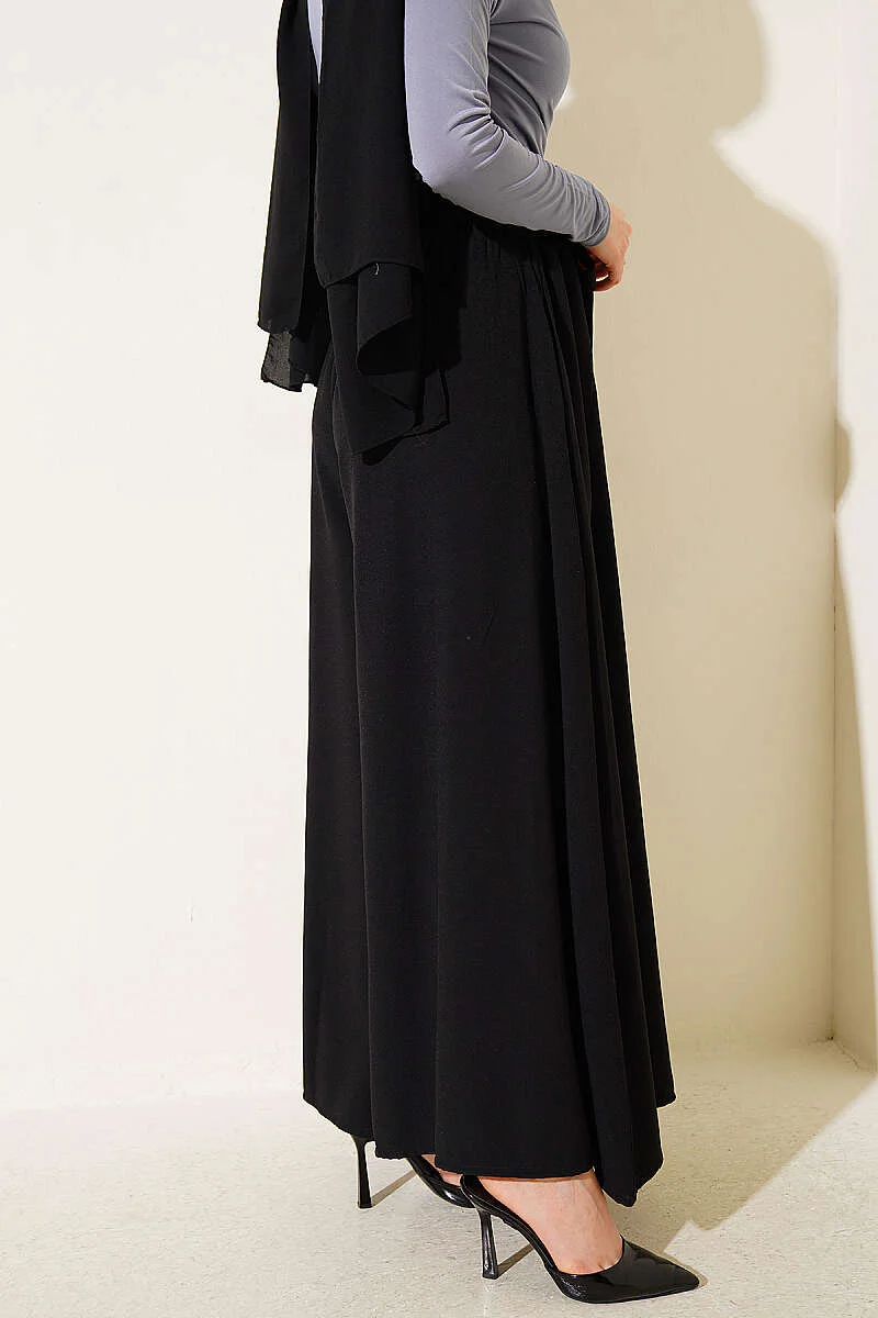 Oversize Trousers with Ties Black en gros pants view 3 - Hicabistan usine Turquie