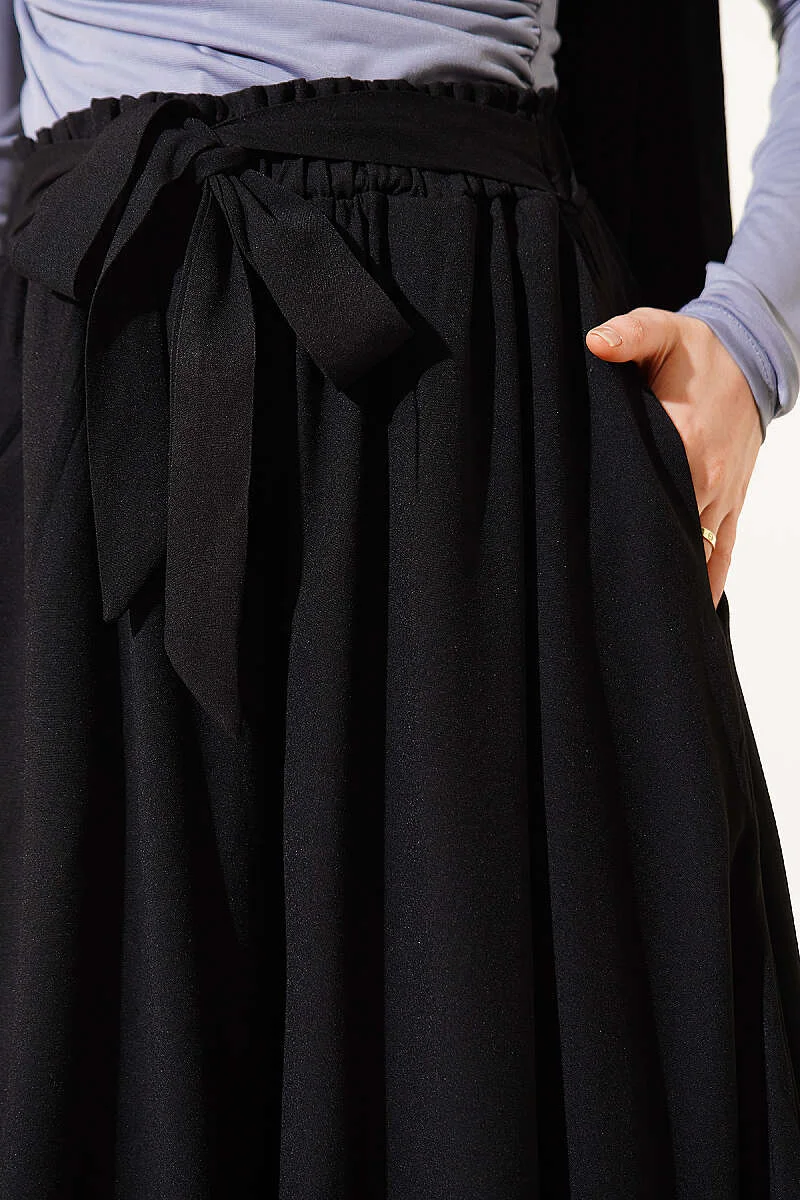 Oversize Trousers with Ties Black en gros pants view 4 - Hicabistan usine Turquie