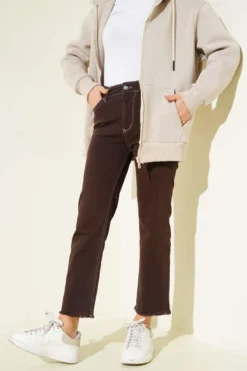 Alternative view of Fringed Slim Fit Jeans Brown