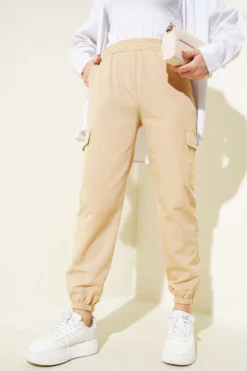 Alternative view of Cargo Pants with Elastic Cuffs and Chains Camel