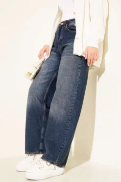 Alternative view of Fringed Detail Baggy Trousers Dark Blue