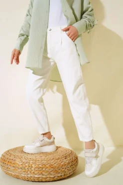 Alternative view of Cuffed Jean Pants Ecru