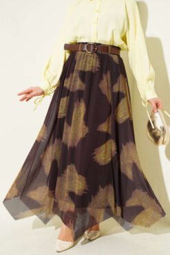 Asymmetrical Tulle Skirt Brown Großhandel skirt - Hicabistan Türkei Fabrik