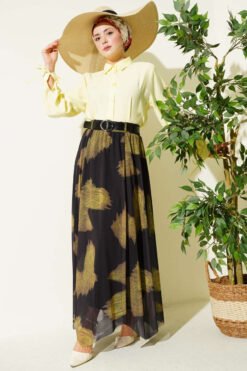 Asymmetrical Tulle Skirt Black Großhandel skirt view 2 - Hicabistan Türkei Fabrik