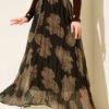 Paisley Pattern Chiffon Skirt Brown wholesale skirt - Hicabistan Turkey factory