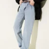 Palazzo Belted Denim Pants