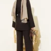 Two-Piece Set with Detailed Parts and Gold Buckle Brown en gros clothing set view 3 - Hicabistan usine Turquie