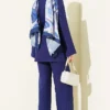 Two-Piece Set with Detailed Parts and Gold Buckle Navy Blue بالجملة clothing set view 3 - Hicabistan مصنع تركيا