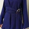 Two-Piece Set with Detailed Parts and Gold Buckle Navy Blue بالجملة clothing set view 4 - Hicabistan مصنع تركيا