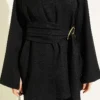 Two-Piece Set with Detailed Parts and Gold Buckle Black بالجملة clothing set view 4 - Hicabistan مصنع تركيا