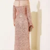 Sequin Detailed Evening Dress Gold wholesale dress view 3 - Hicabistan Turkey factory