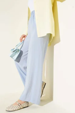 Shiny Fabric Trousers Baby Blue