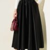 Shiny Flared Taffeta Skirt Black Großhandel skirt - Hicabistan Türkei Fabrik