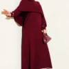 Cape Burgundy wholesale dress - Hicabistan Turkey factory