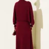 Cape Burgundy wholesale dress view 3 - Hicabistan Turkey factory
